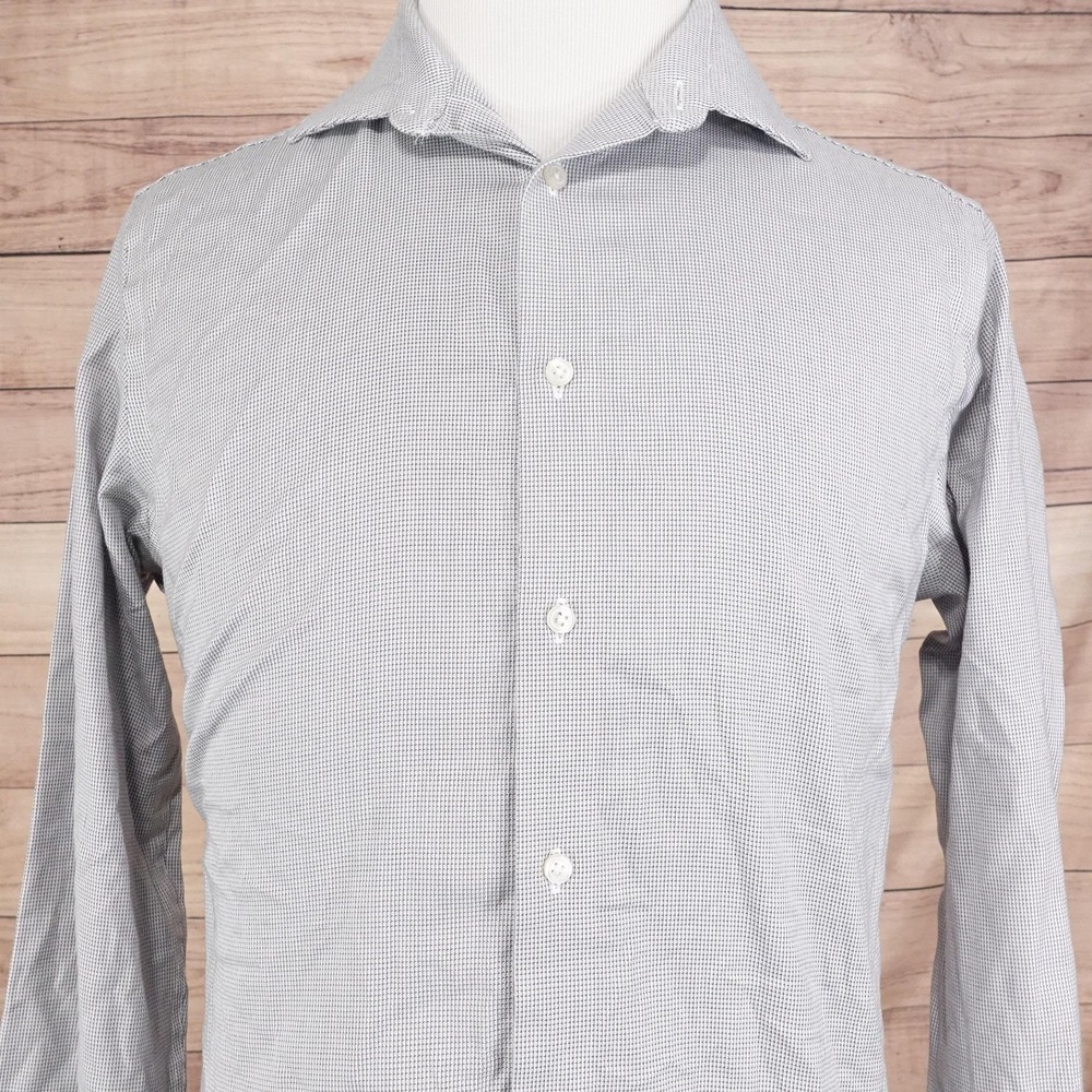 Awearness Kenneth Cole Dress Shirt Mens Large 16 36/37 Gray Slim Fit Non Iron